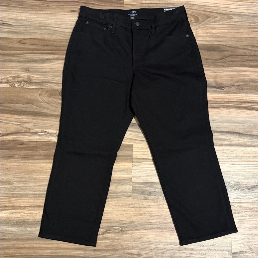 J. Crew Curvy Essential Straight Jeans All Day Stretch Black Size 28 petite NWT